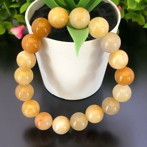 Yellow Jade 10mm Natural Stone Beads Stretchable Bracelet